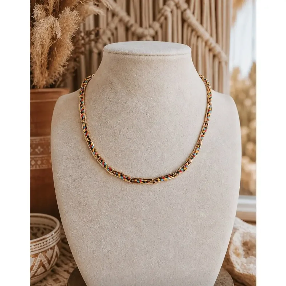 Gold Link Chain Rainbow Accents New